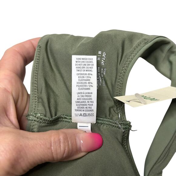 NWT Aerie Olive Green Wide Strap Scoop Neck Bikini Swim Top Medium - Picture 6 of 8